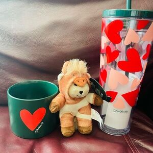STARBUCKS Valentines Tumbler, Mug & Bearista Plush Bundle NWT
